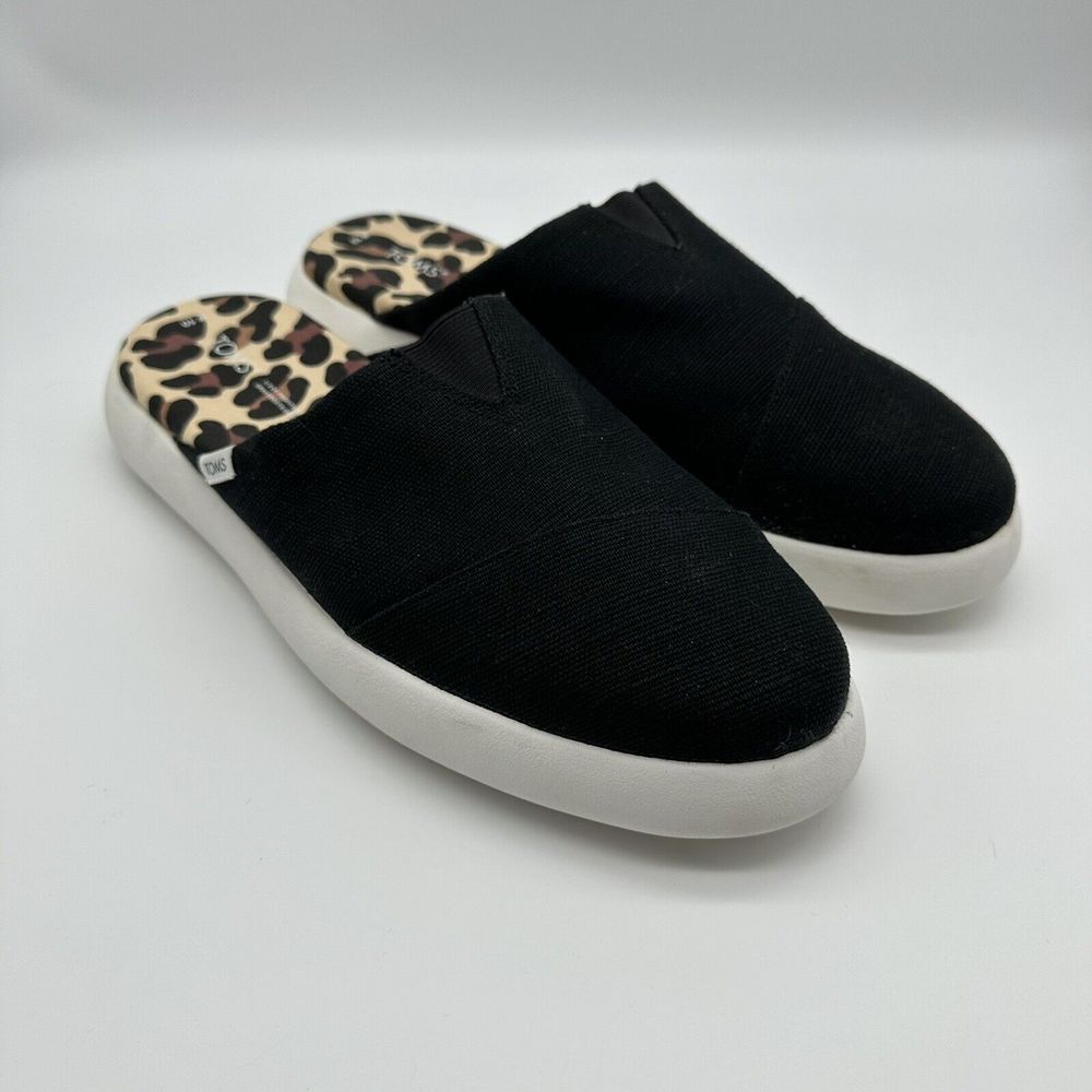 TOMS Womens Alpargata Mallow Mule Sneaker Shoes Casual Black/Leopard 10 M